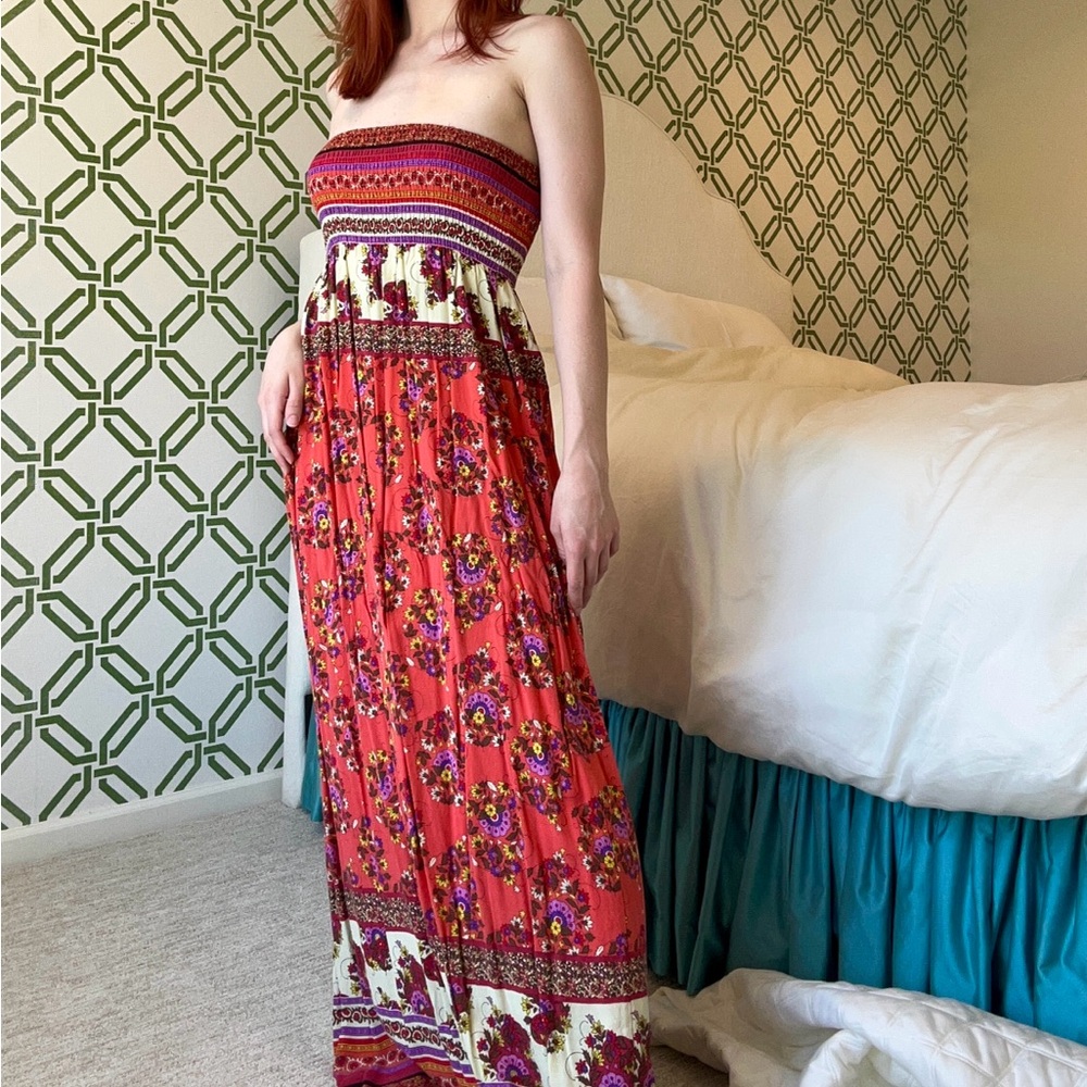 Boho Strapless Maxi Sun Dress